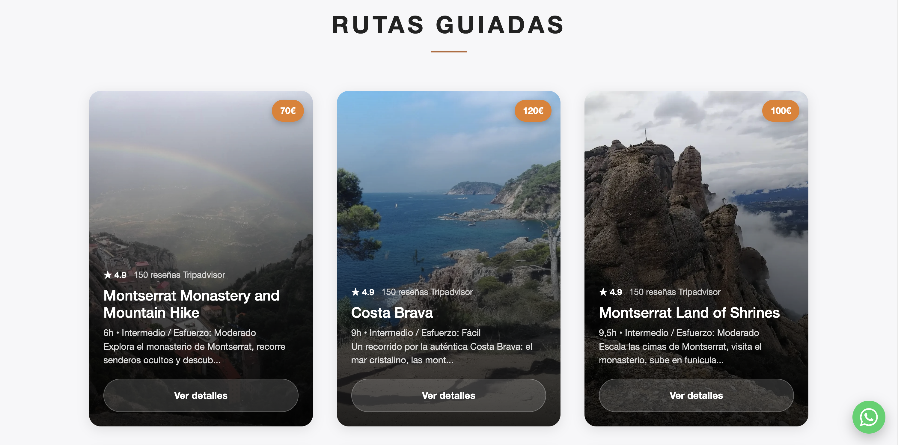 Versión rediseñada de las cards de rutas guiadas